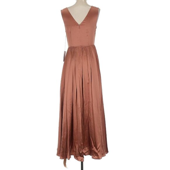 Reformation Blu Dress 100% Silk Sleeveless Evening Gown Praline Size 4 - Picture 6 of 11